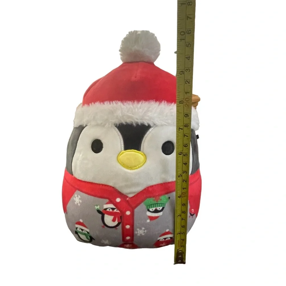 Squishmallows Luna Penguin with Santa hat & wearing pajamas